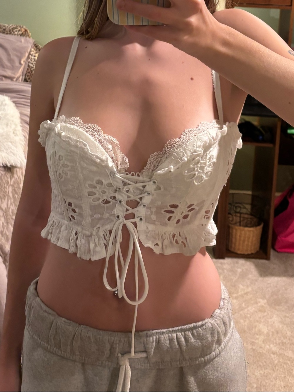 Fashion Nova Lace Bralette and Corset - White